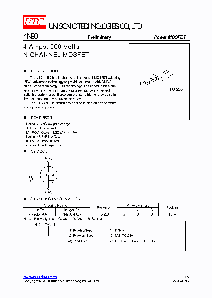 4N90L-TA3-T_1689520.PDF Datasheet