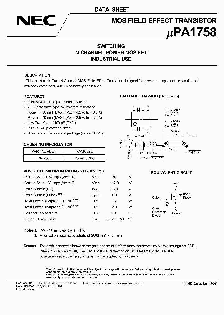 UPA1758G-E2_1697434.PDF Datasheet