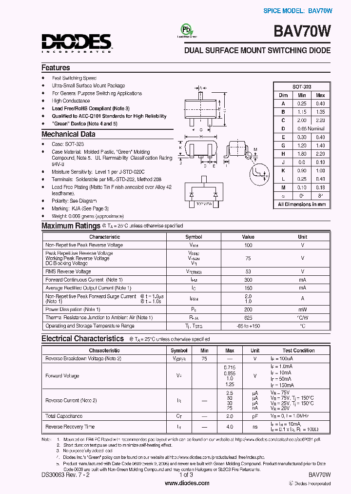 BAV70W-7-F_1697027.PDF Datasheet