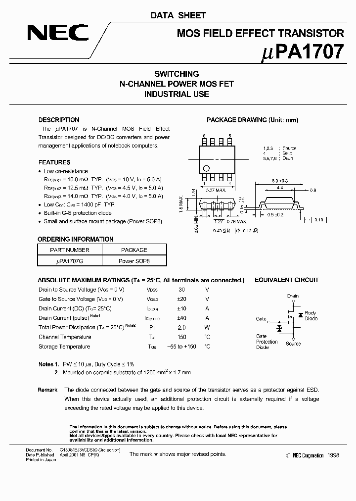 UPA1707G-E2_1695874.PDF Datasheet