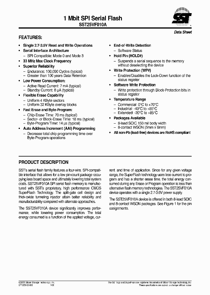 SST25VF010A-33-4I-QAE-T_1257954.PDF Datasheet