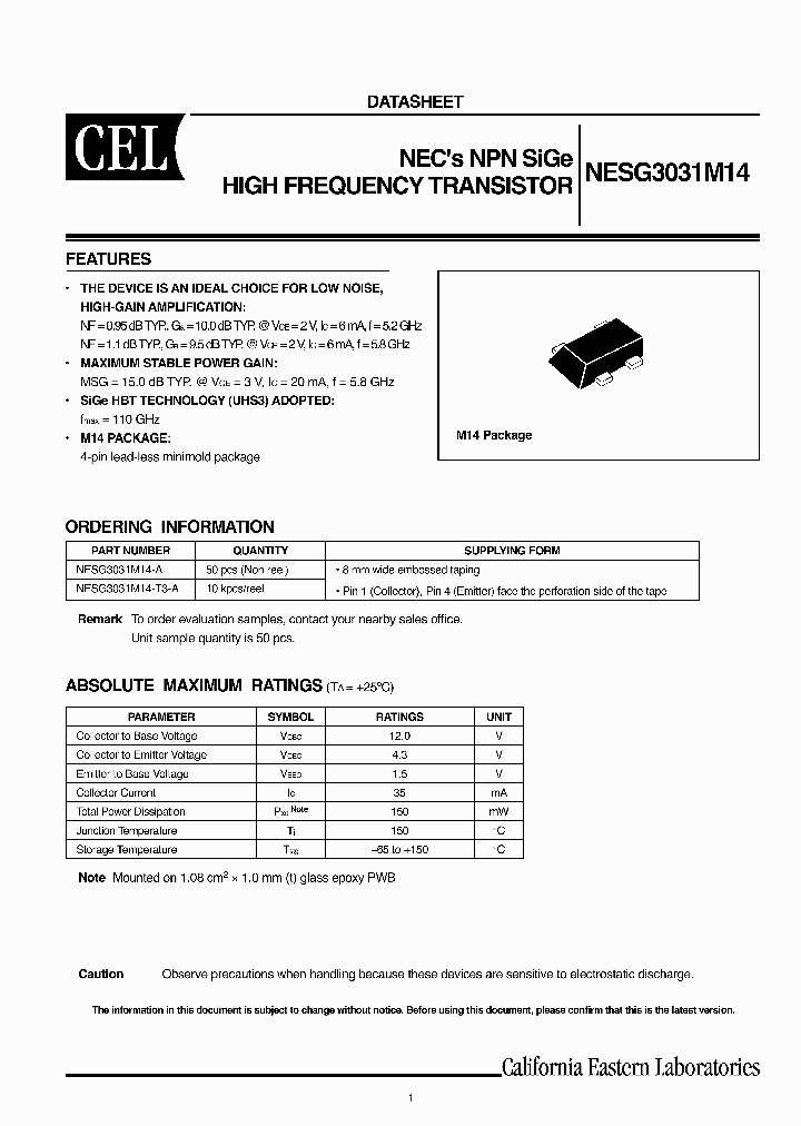 NESG3031M14-T3-A_1301637.PDF Datasheet