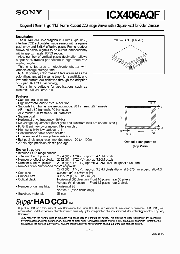 ICX406BQF_1476340.PDF Datasheet