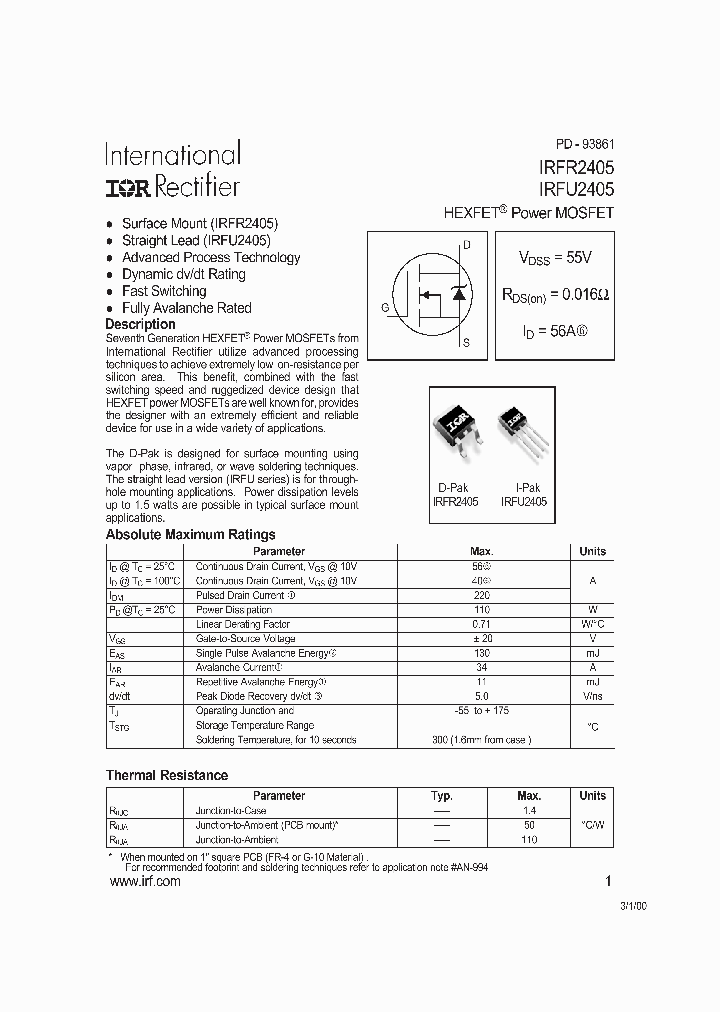 IRFR2405TR_1786664.PDF Datasheet