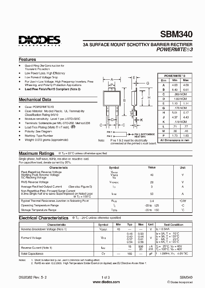 SBM340-13-F_1520227.PDF Datasheet