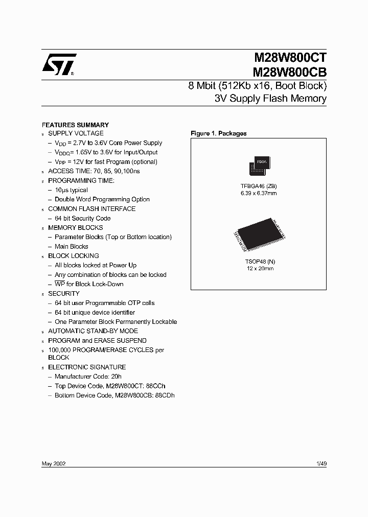 M28W800C-ZBT_1750625.PDF Datasheet
