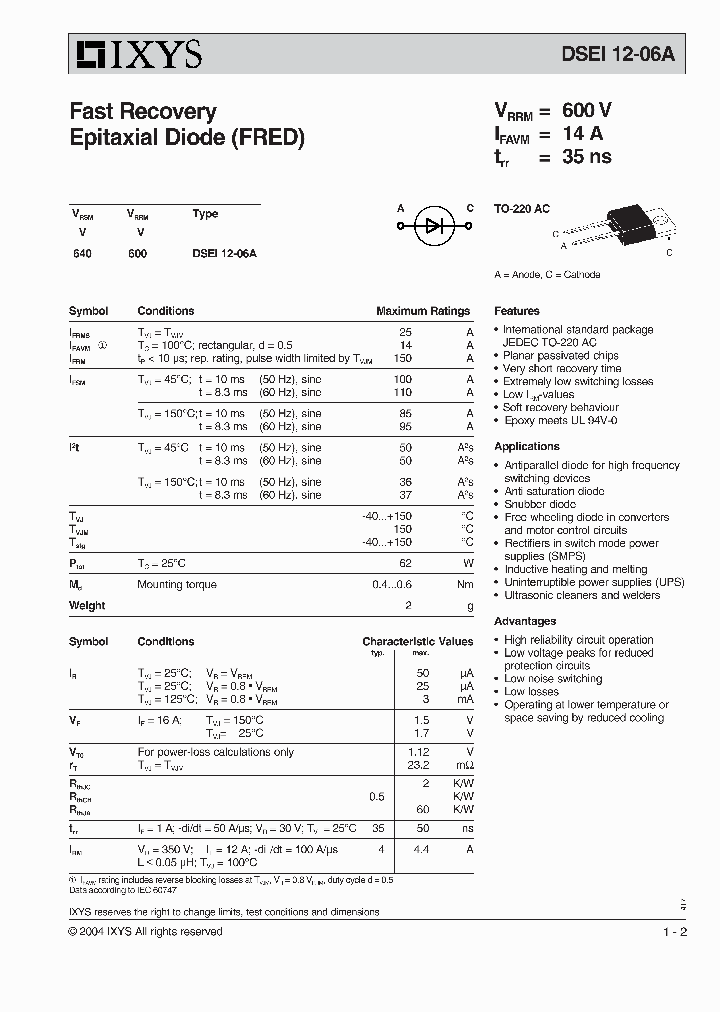 DSEI12-06A_1914151.PDF Datasheet