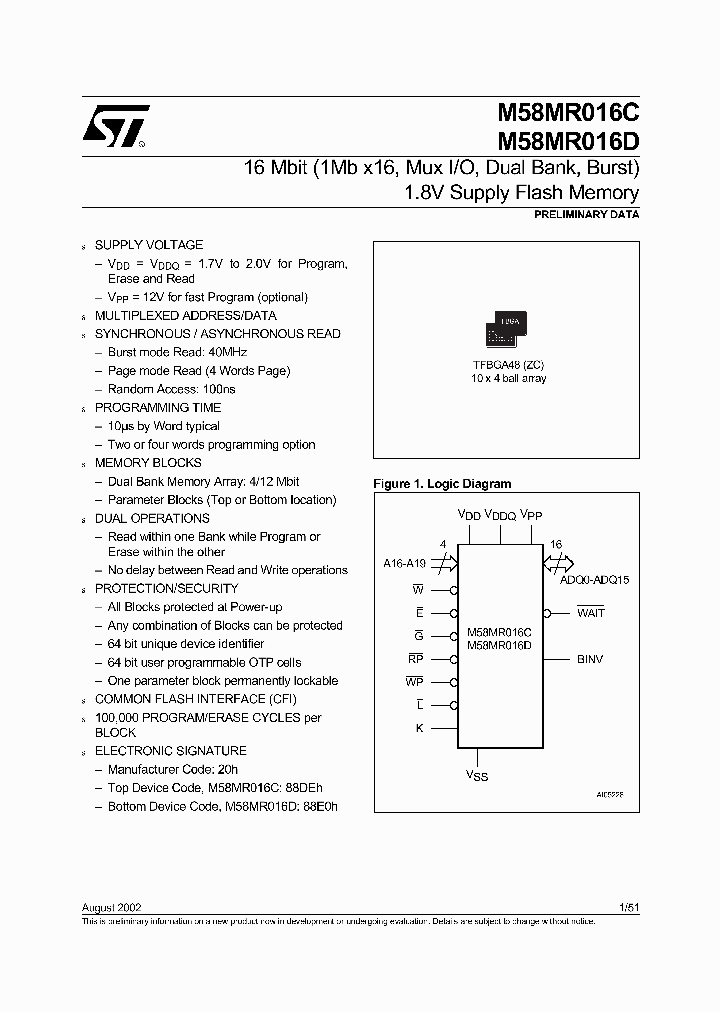 M58MR016-ZCT_1841265.PDF Datasheet