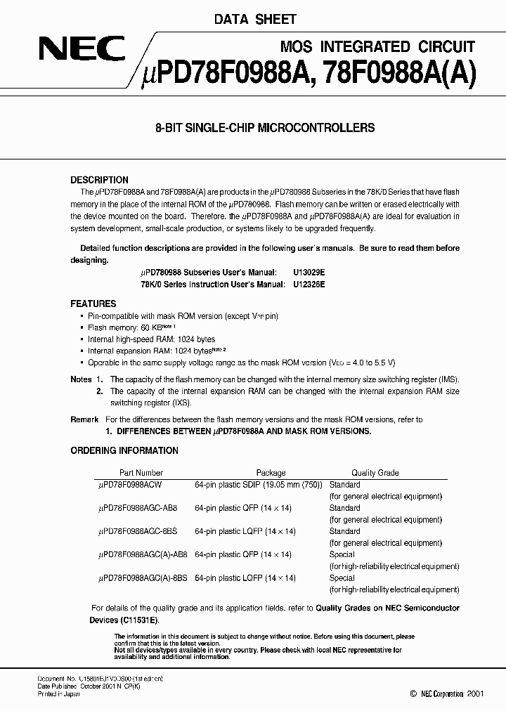 UPD78F0988ACW_1859594.PDF Datasheet
