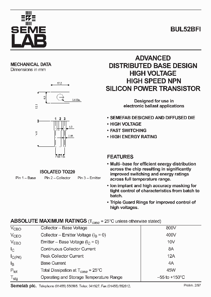 BUL52BFI_1986316.PDF Datasheet