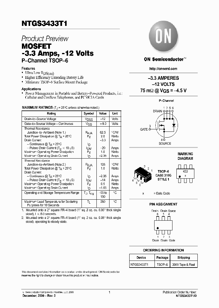 NTGS3433T1D_2076625.PDF Datasheet