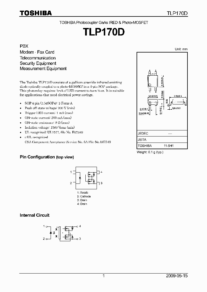 TLP170DTPF_2093261.PDF Datasheet