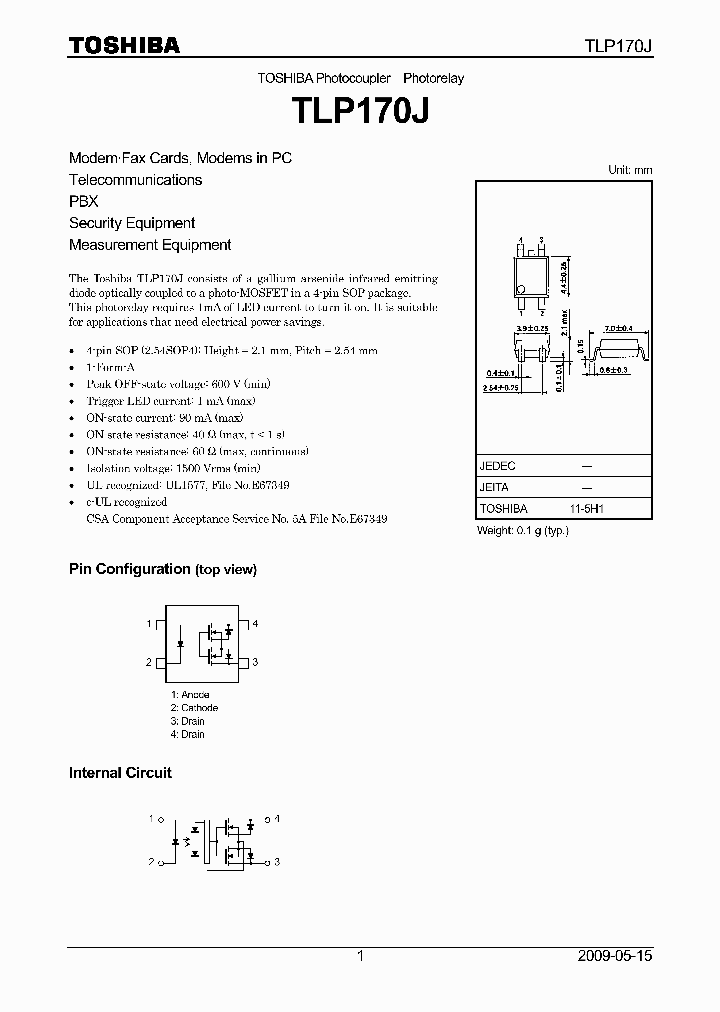 TLP170JTPF_2093263.PDF Datasheet