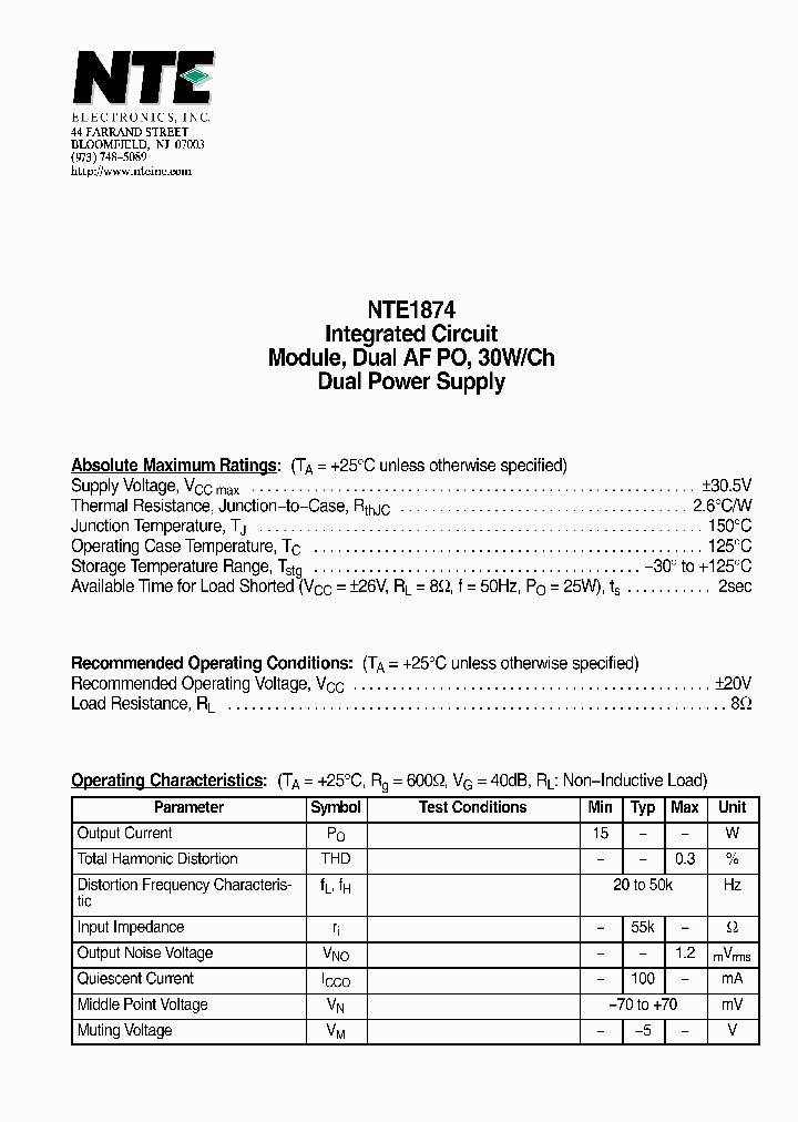 NTE1874_2094363.PDF Datasheet