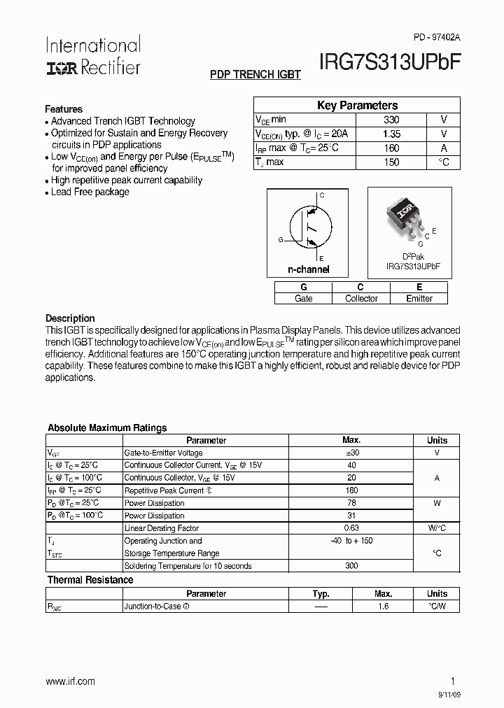 IRG7S313UPBF_2159826.PDF Datasheet