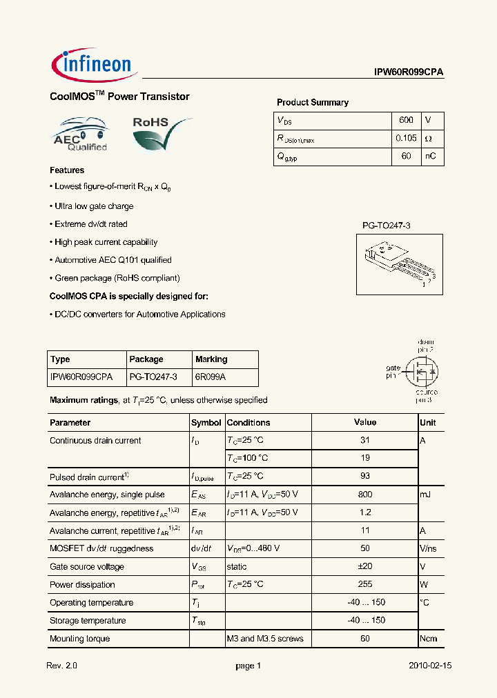 IPW60R099CPA_2166491.PDF Datasheet