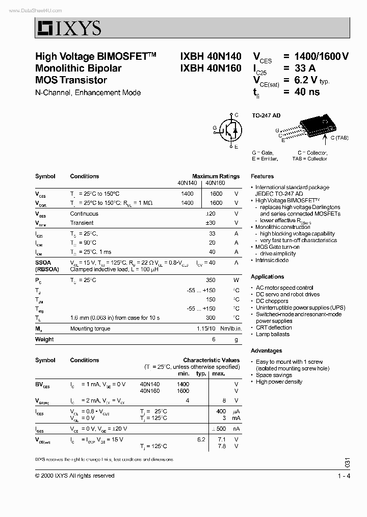 IXBH40N160_2218959.PDF Datasheet