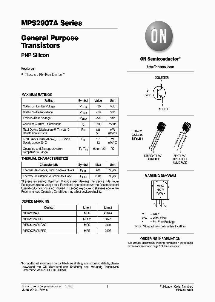 MPS2907ARLG_2219442.PDF Datasheet