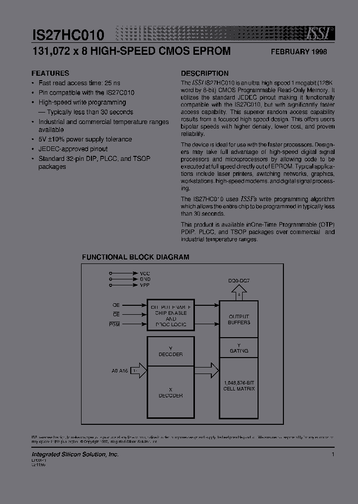 IS27HC010-70TI_2252013.PDF Datasheet