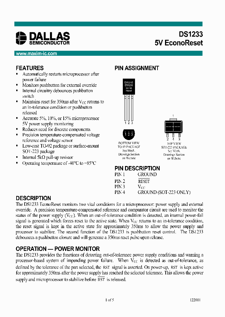 DS1233_2299904.PDF Datasheet
