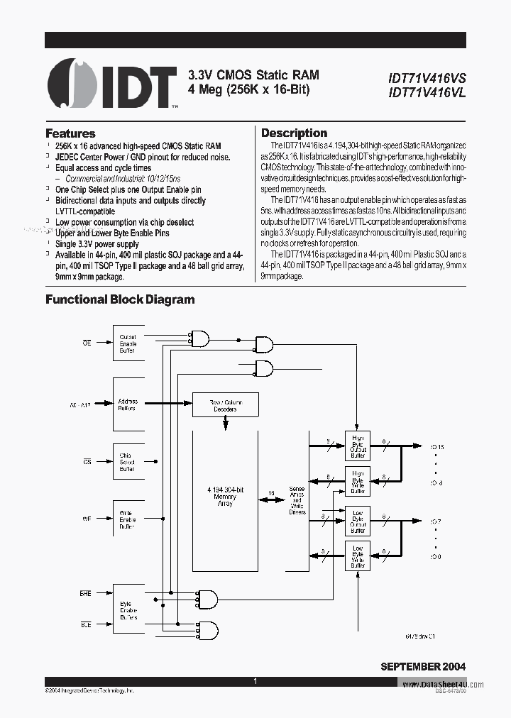 IDT71V416VL_2379280.PDF Datasheet