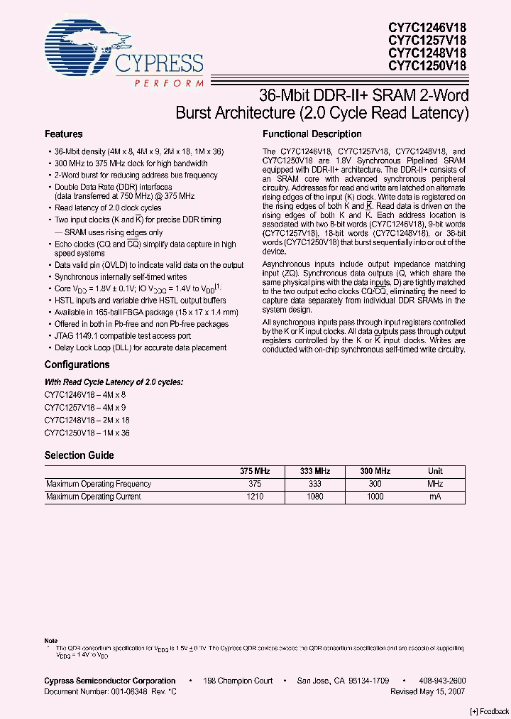 CY7C1257V18-375BZC_2542308.PDF Datasheet