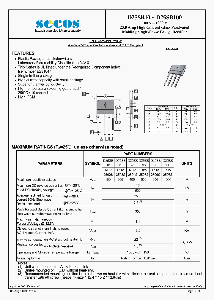 D25SB10_2561100.PDF Datasheet