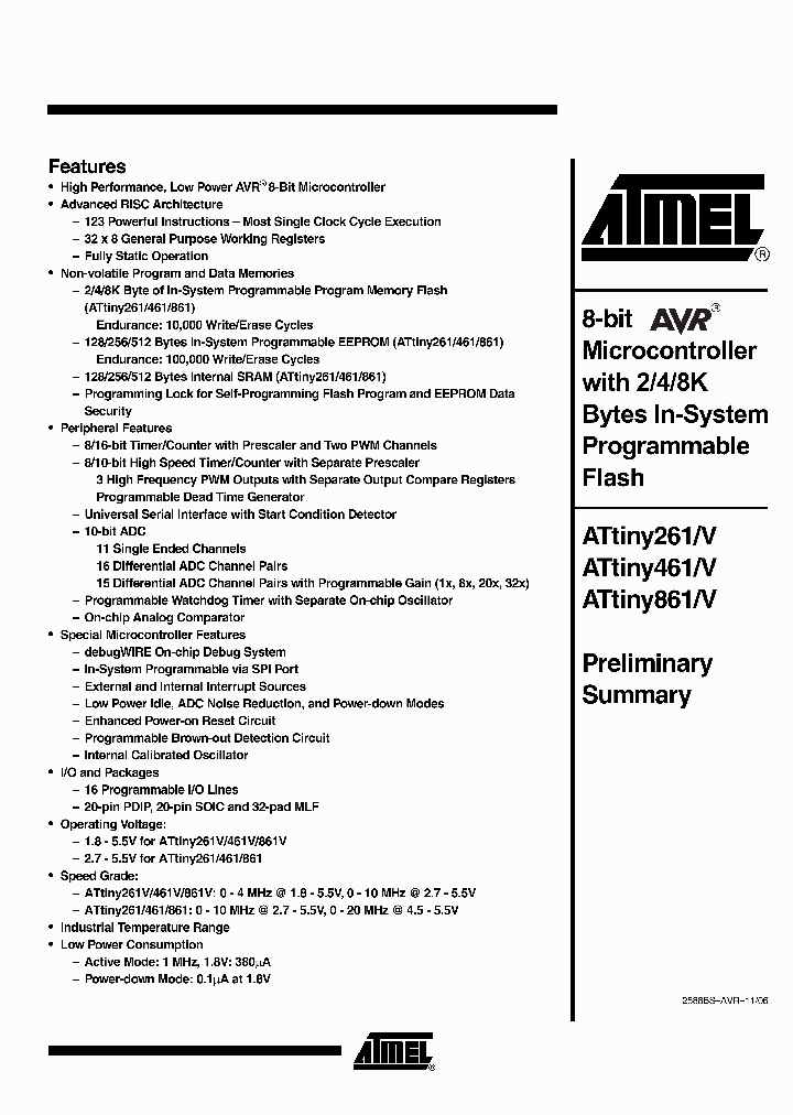 ATTINY261V-10PU_2565269.PDF Datasheet