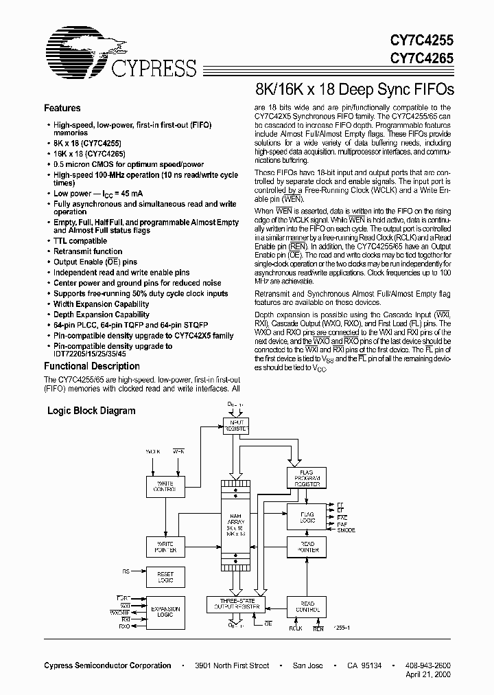 CY7C4265-10ASC_2608560.PDF Datasheet