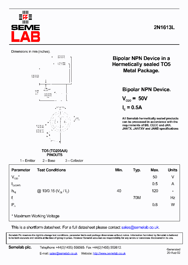 2N1613L_2641582.PDF Datasheet