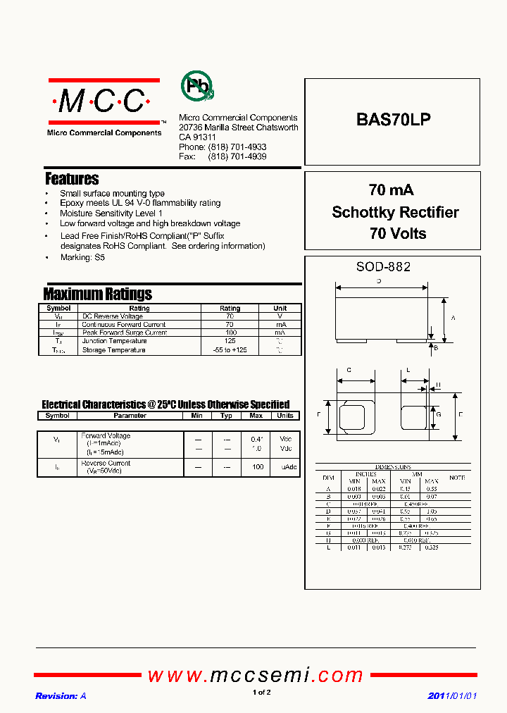 BAS70LP_2706280.PDF Datasheet