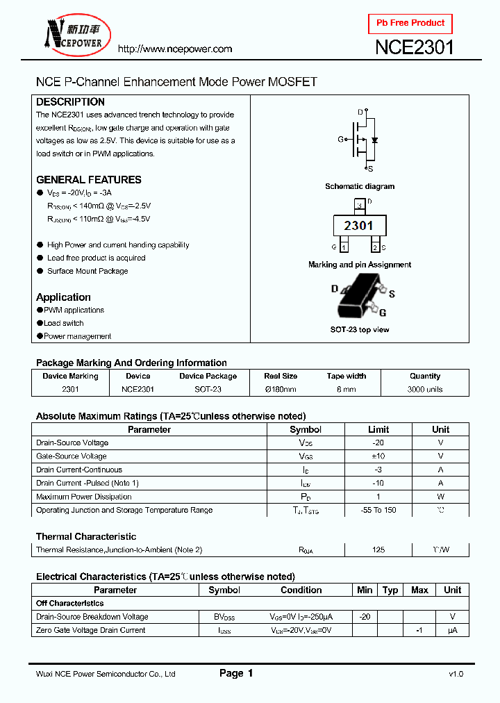 NCE2301_2723999.PDF Datasheet