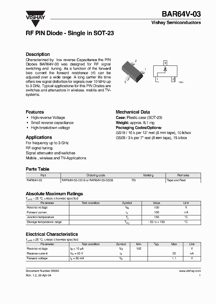 BAR64V-03_2729489.PDF Datasheet