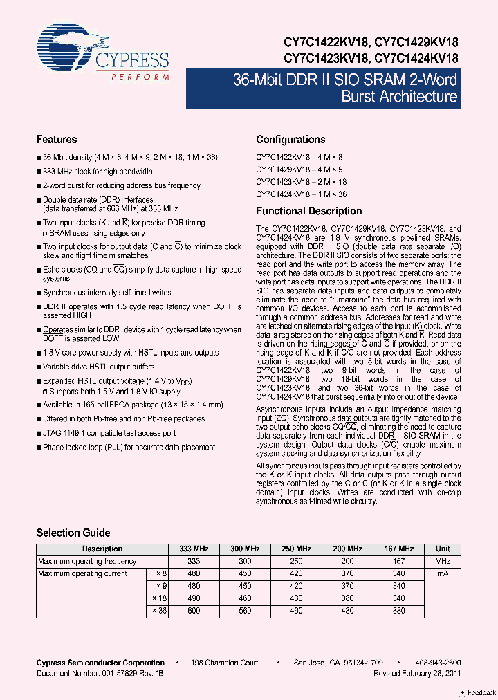 CY7C1423KV18_2745814.PDF Datasheet