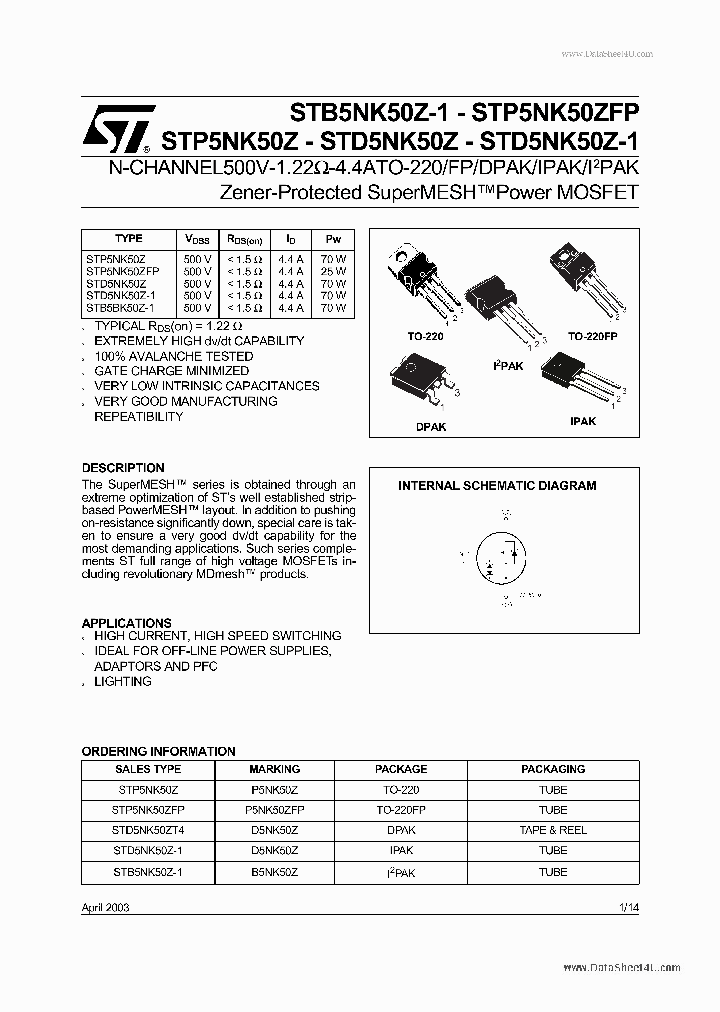 P5NK50ZFP_2773670.PDF Datasheet