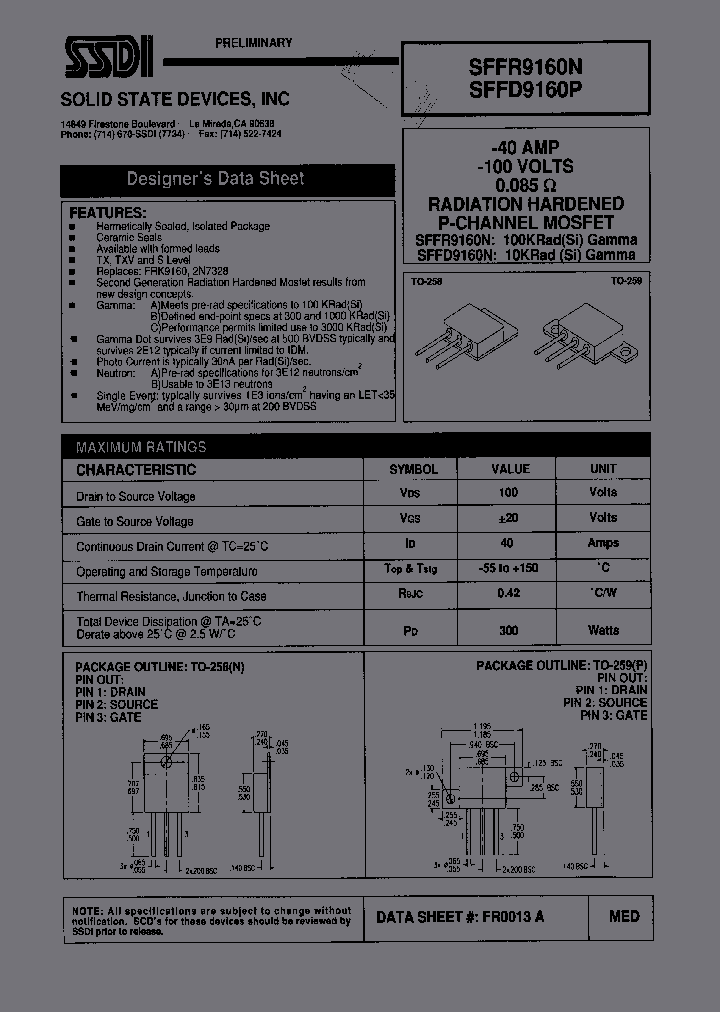 SFFD9160P_2778223.PDF Datasheet