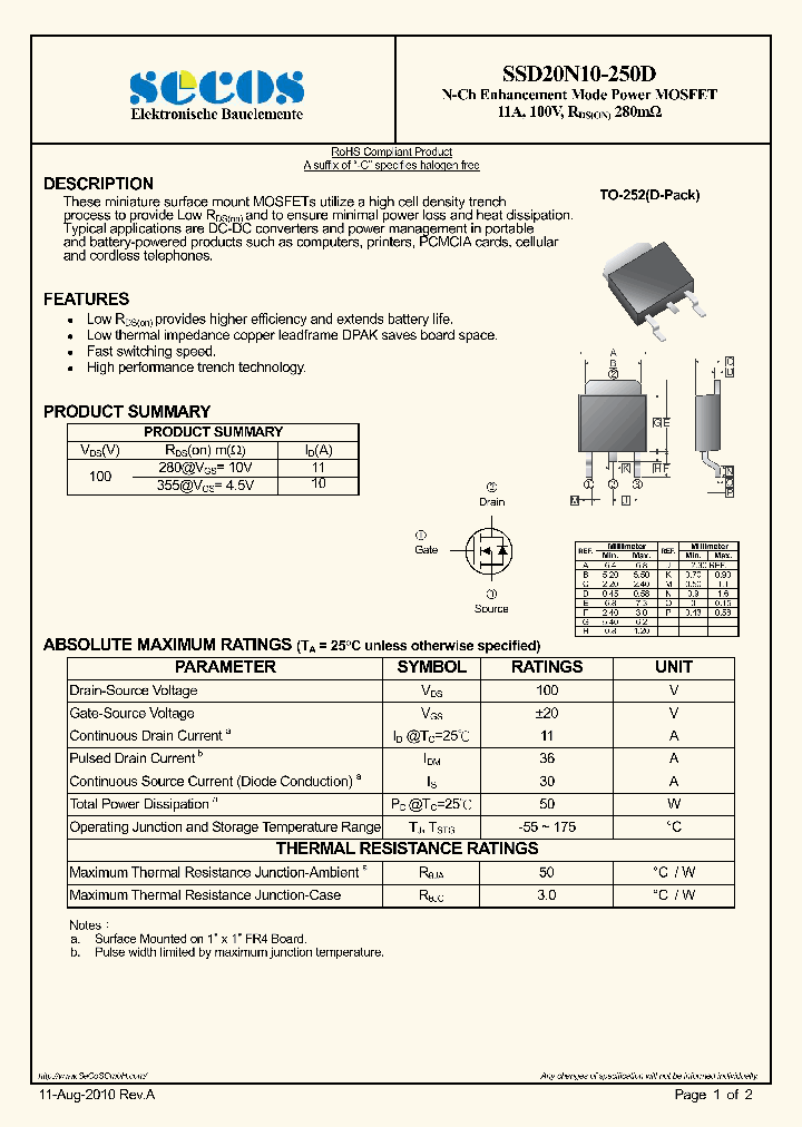 SSD20N10-250D_2926487.PDF Datasheet