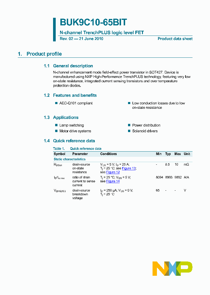 BUK9C10-65BIT_3008086.PDF Datasheet
