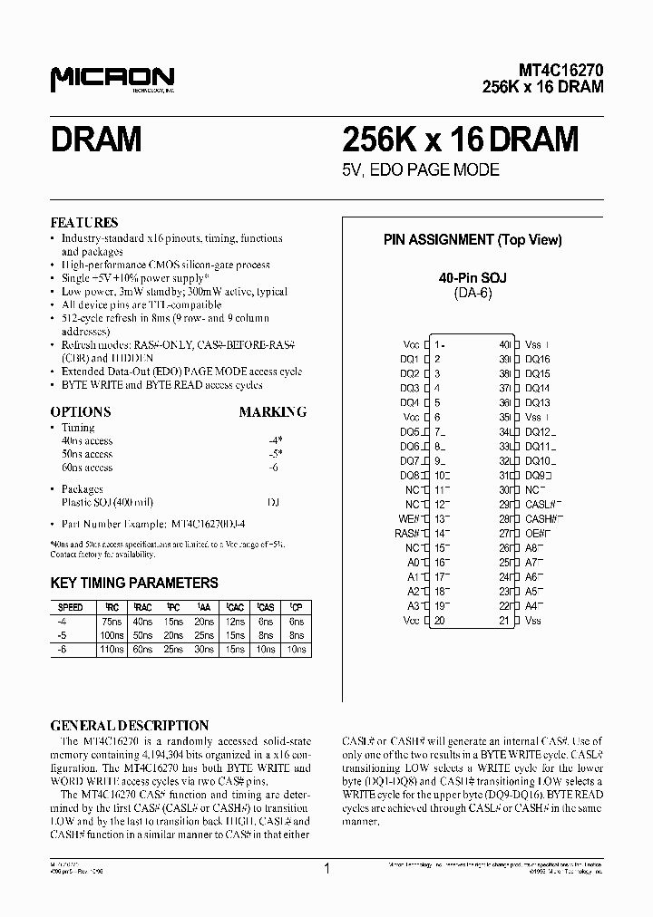 MT4C16270_3054619.PDF Datasheet