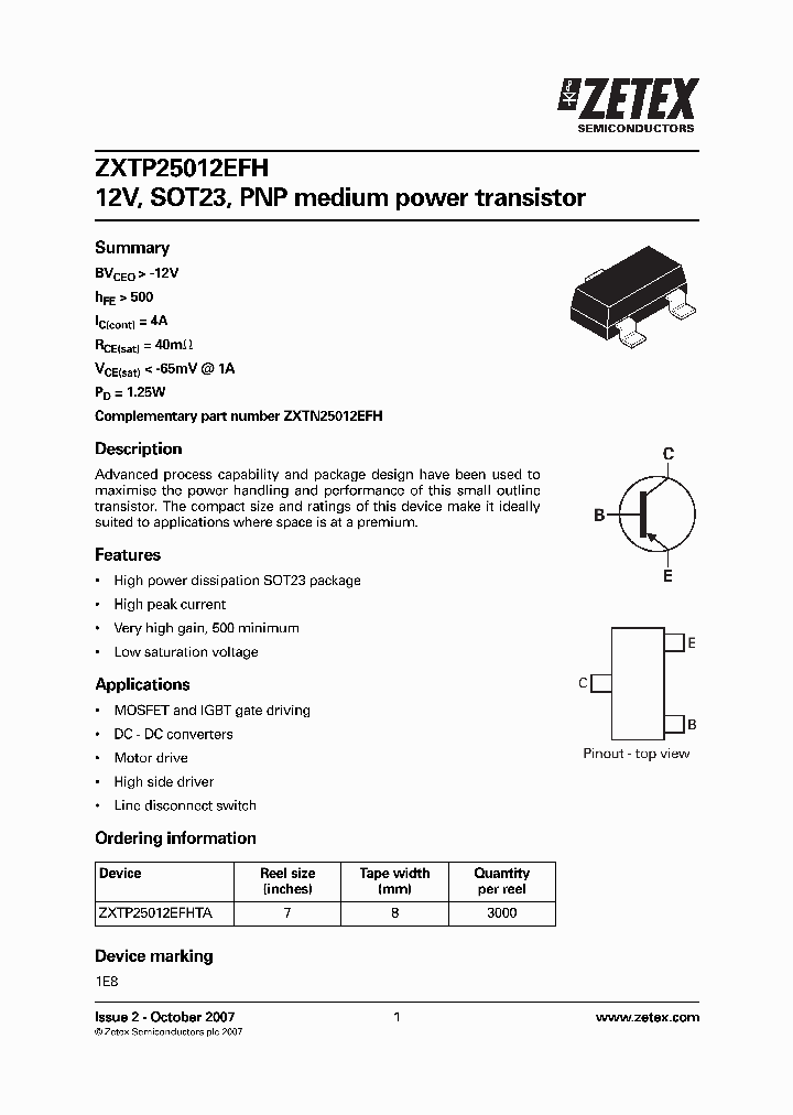 ZXTP25012EFH_3056080.PDF Datasheet