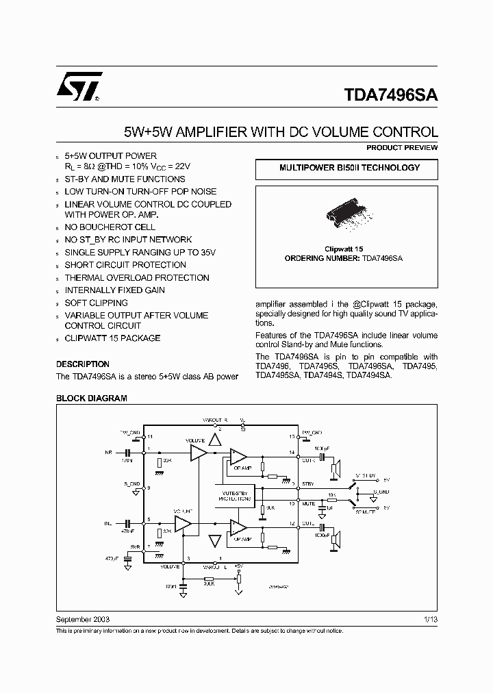 TDA7496SA_3059496.PDF Datasheet