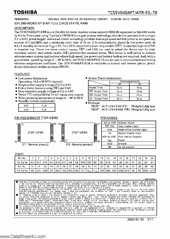 TC55V040AFT_3105806.PDF Datasheet