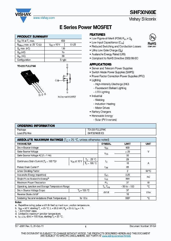 SIHF30N60E_3107788.PDF Datasheet