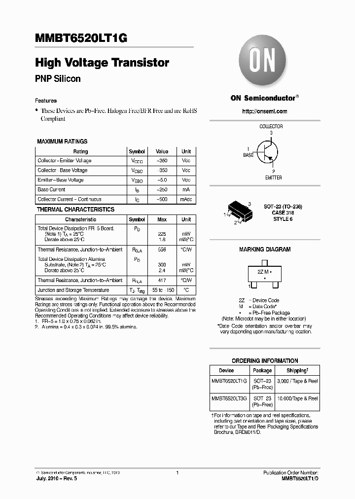 MMBT6520LT1G_3108310.PDF Datasheet