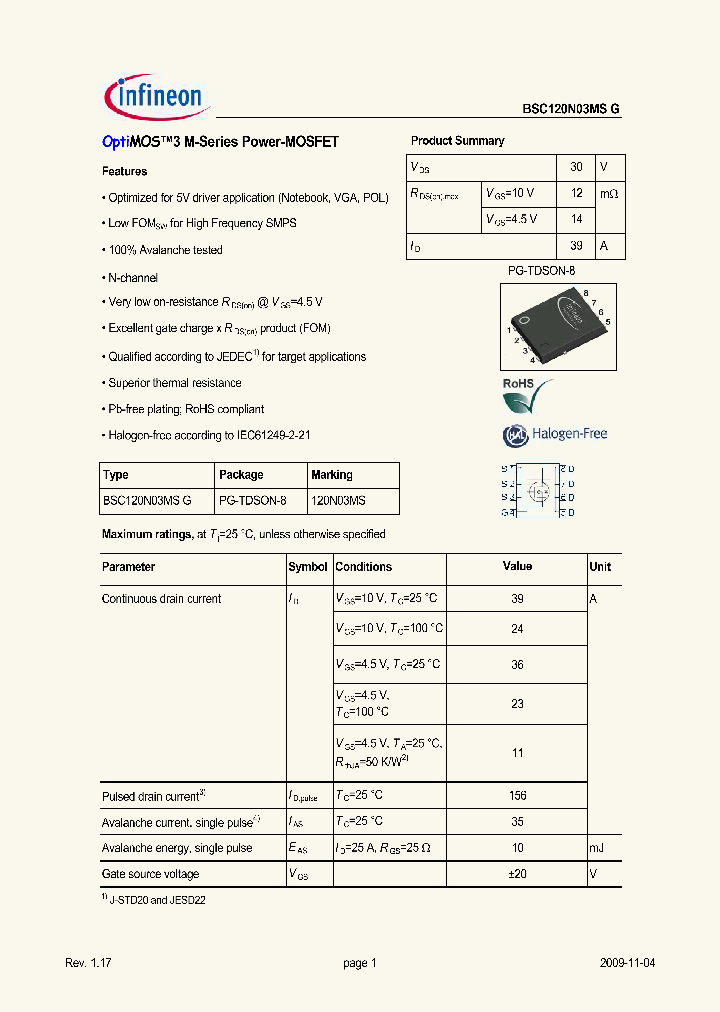 BSC120N03MSG_3127301.PDF Datasheet