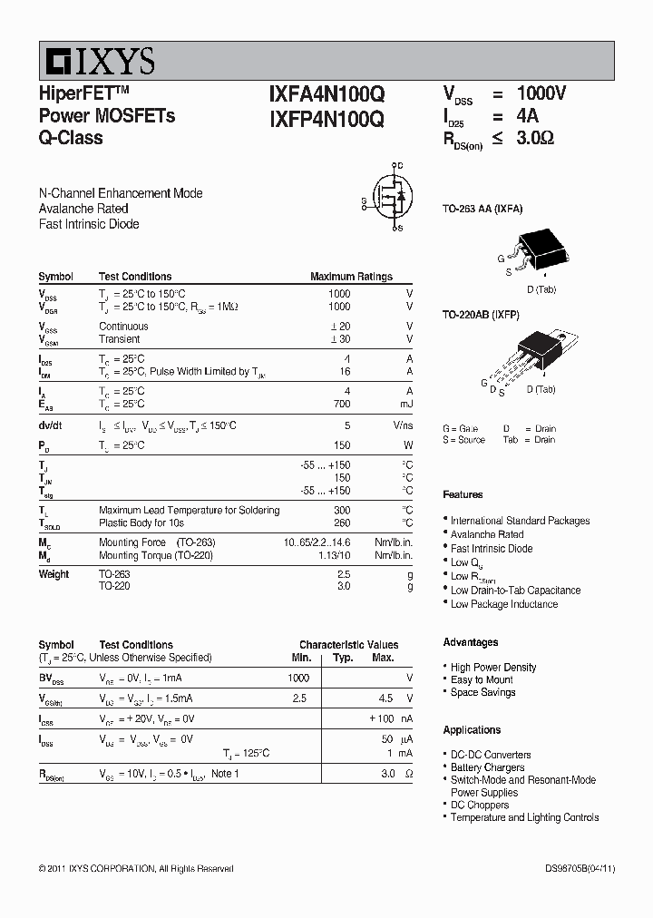 IXFA4N100Q11_3128456.PDF Datasheet