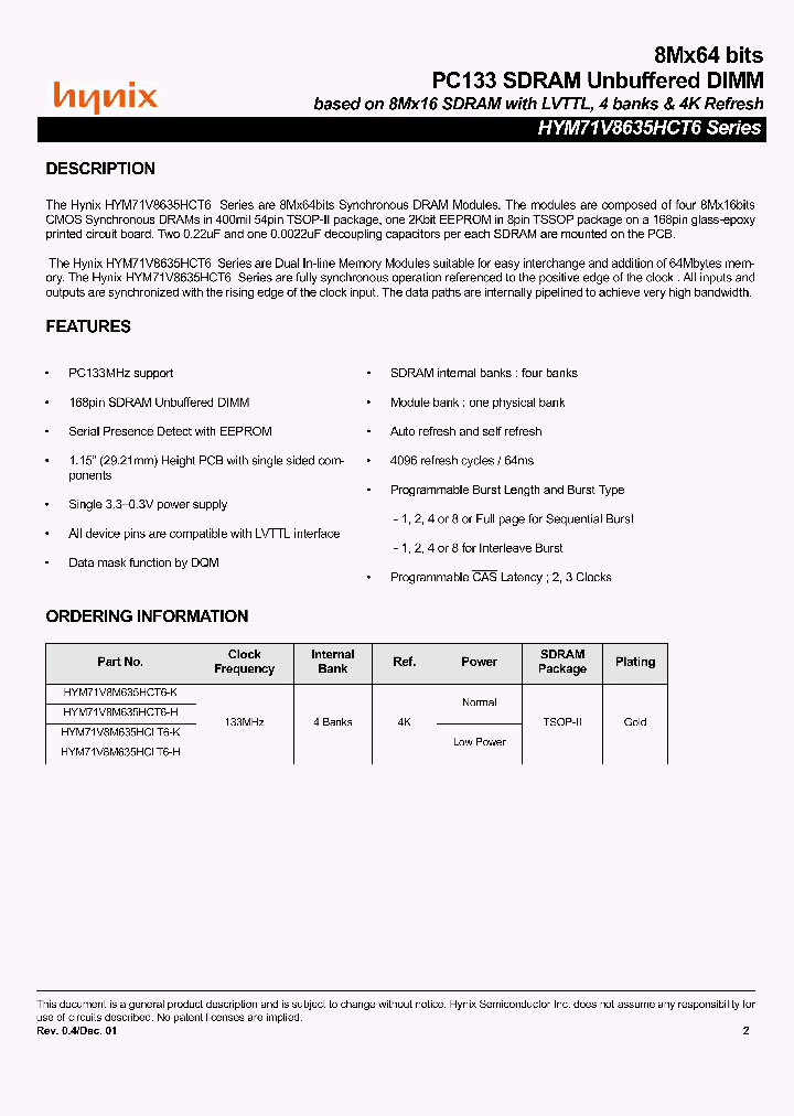 HYM71V8635HCT6_3148827.PDF Datasheet