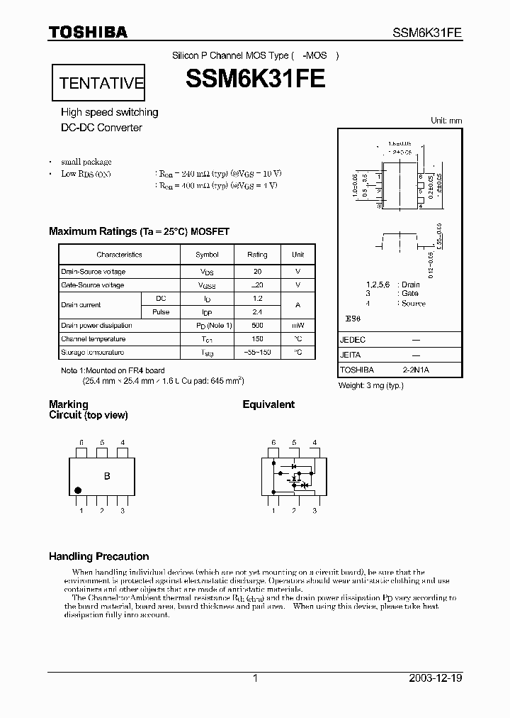 SSM6K31FE_3150865.PDF Datasheet