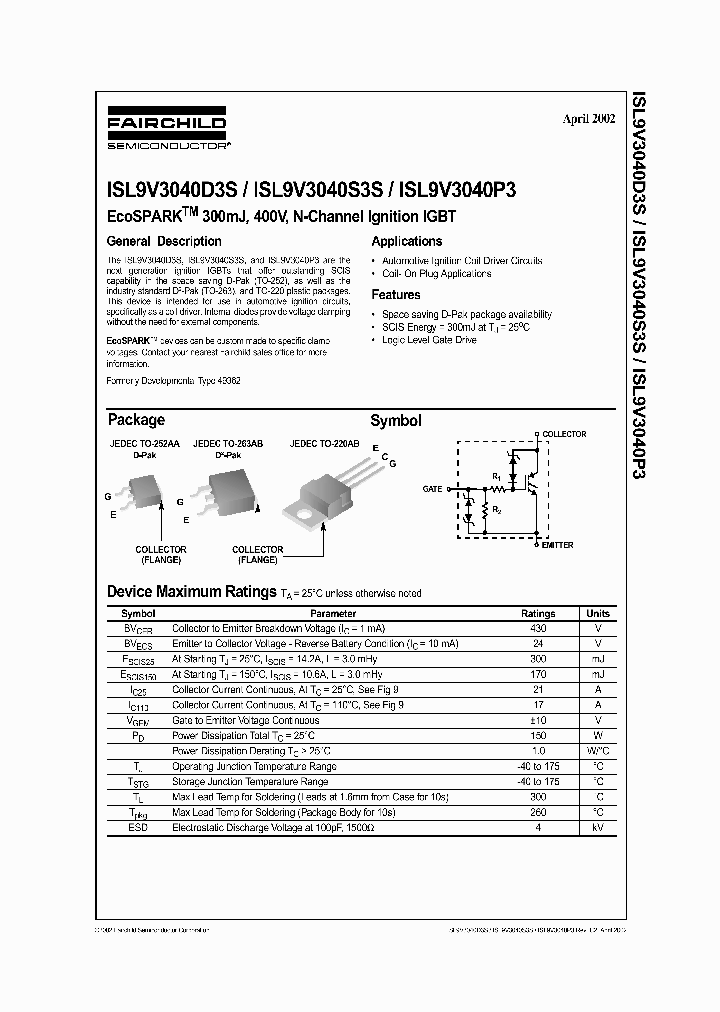 ISL9V3040D3S_3252297.PDF Datasheet