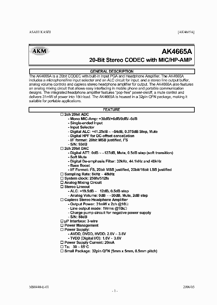 AK4665AEN_3255559.PDF Datasheet